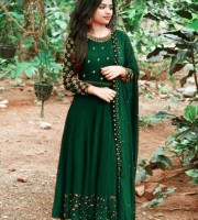 High-Quality Embroidery Georgette fabric Lock moti Gown with Dupatta 4pcs (DG10)