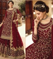 Party Wear ChiniGura Fabric Embroidered Sharara Suit (MS12)