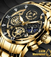 Binbond waterproof watch Best Quality (Golden, Black & Silver Color Available)