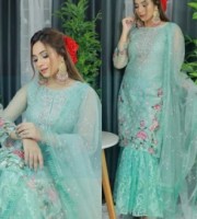 indian rishika soft silk Net embroidery gharara (NL11)